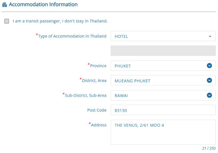 TDAC Address In Thailand